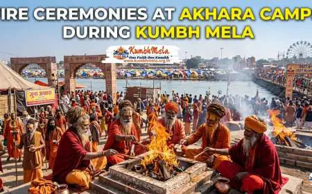 Fire Ceremonies at Akhara Camps During Kumbh Mela